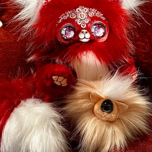 Red Fox Panda Fantasy Cat Animal Art Doll OOAK Мех полимерной