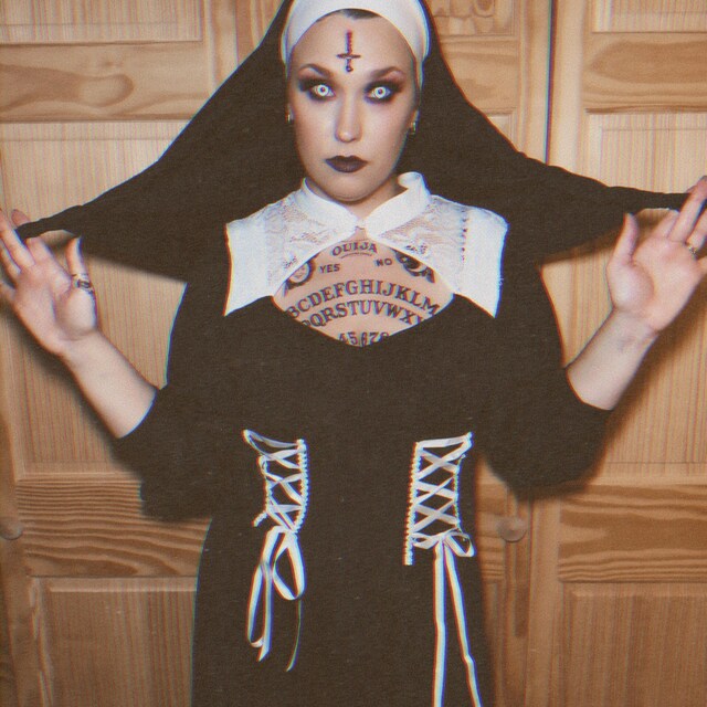 Black&white Apostolnik – Nun Costume Headpiece, Religious Cosplay