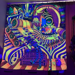 Psychedelic UV Blacklight Tapestry Salvia Droid Wall Hanging