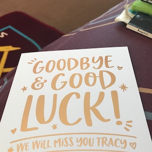 Leaving Card Personalised - Goodbye and Good Luck Card, New Job Card ...