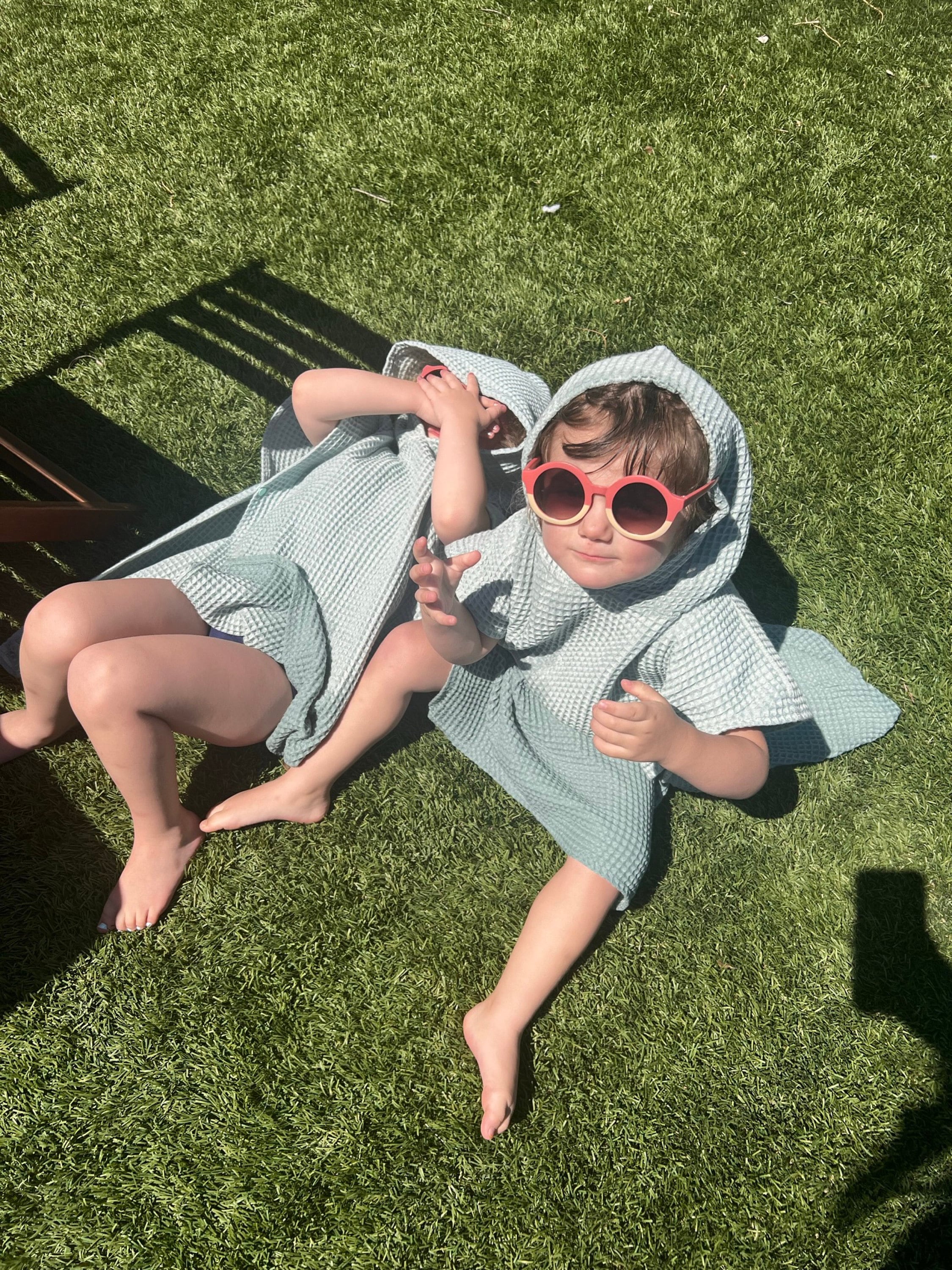 Hooded Towel with Custom Embroidery - Waffle Beach Towel Poncho - Hooded Coverup - kids swimsuit coverup - 100% organic cotton