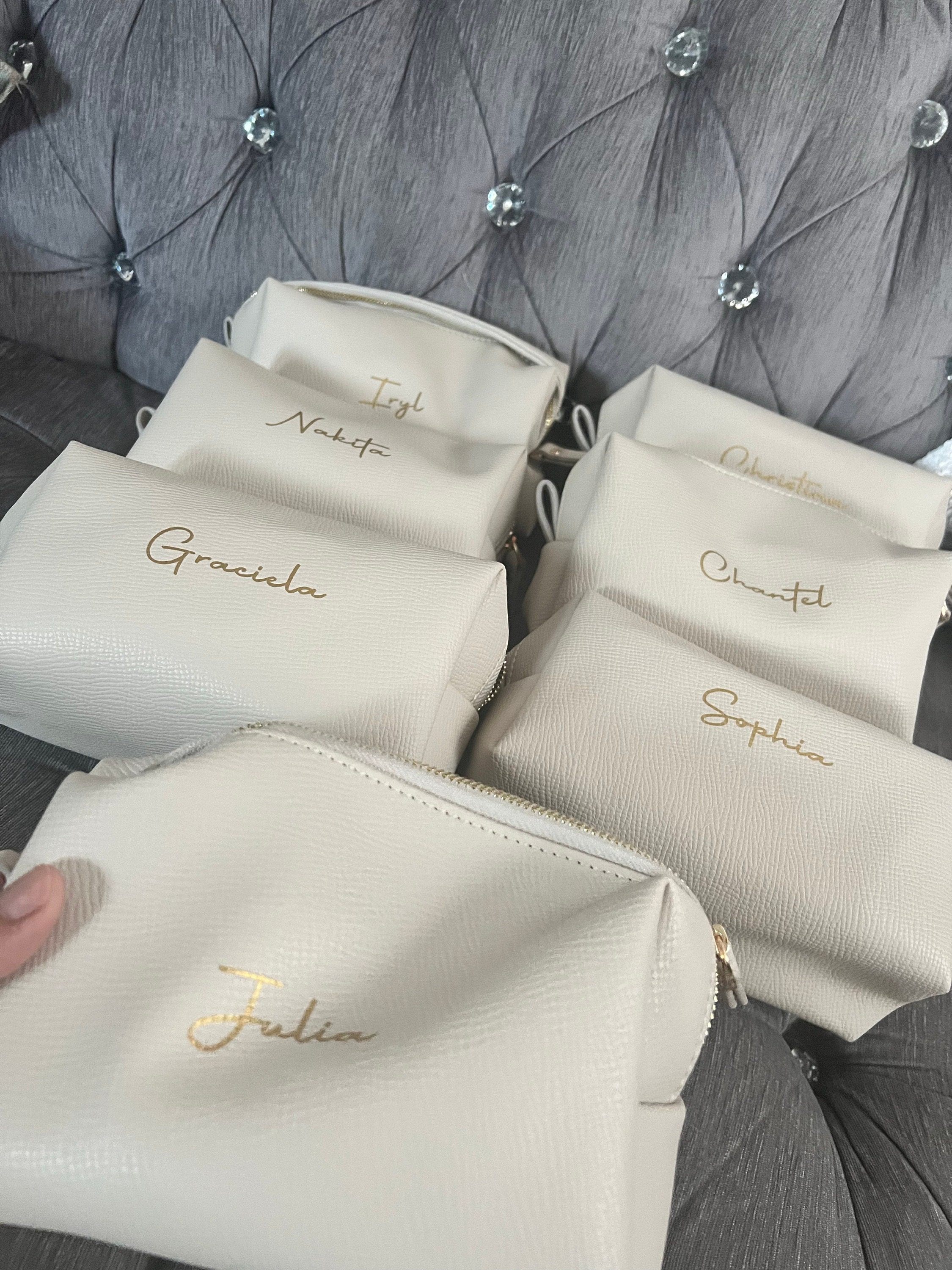 Personalized Bag for Bridesmaid Squad | Clutch Makeup Bag - A Stylish and Customizable Gift for Bachelorette Parties!