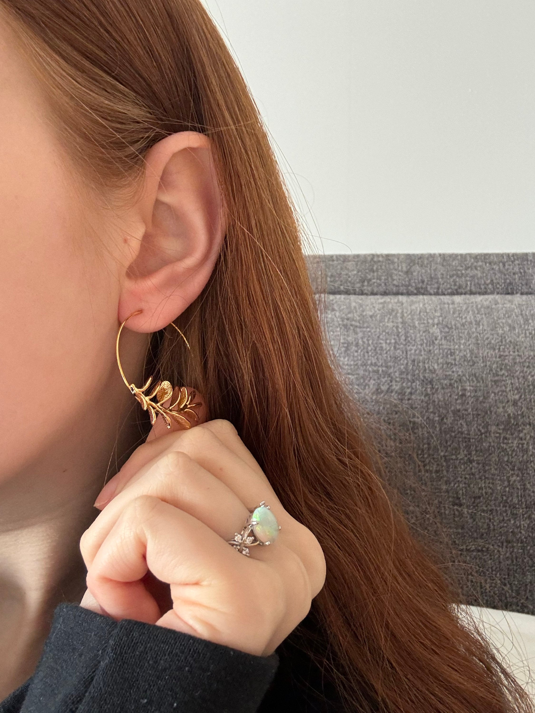 RosmarinBlatt Ohrringe, Gold Silber Blatt Ohrringe, Realistische Zweig Zweig Ohrringe, Geschenk für die beste Freundin, 30. Geburtstagsgeschenk