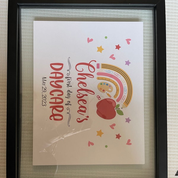 Boho Rainbow First Day of Daycare Sign Printable, Girl Back to School ...