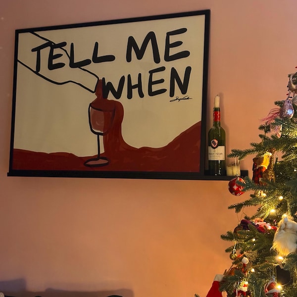 Tell Me When Horizontal Wine Print - Retro Wine Print - Bar Cart Art ...