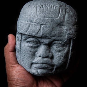 Estatua de cabeza colosal olmeca impresa a mano en 3D - Etsy México