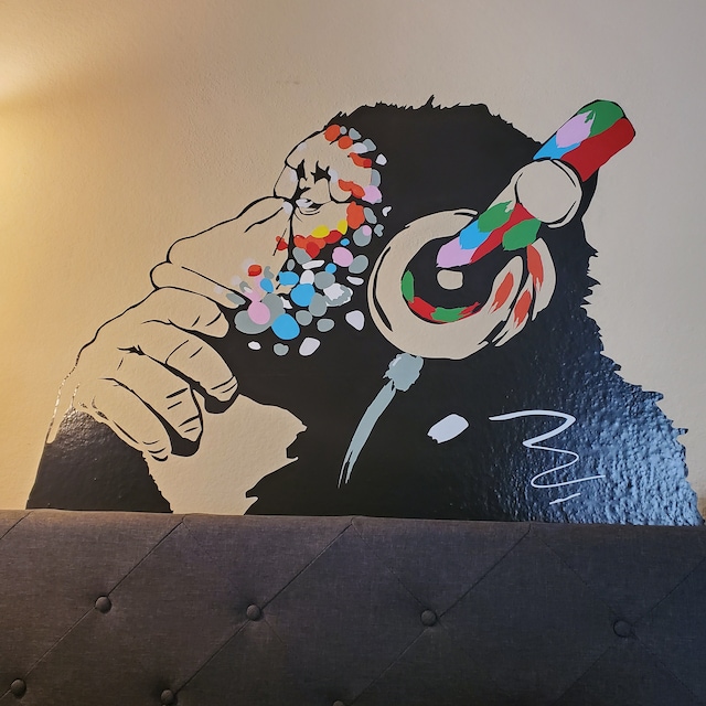 Banksy Thinking Monkey Sticker - Art Vinyl Street Dj Baksy Wall Decal