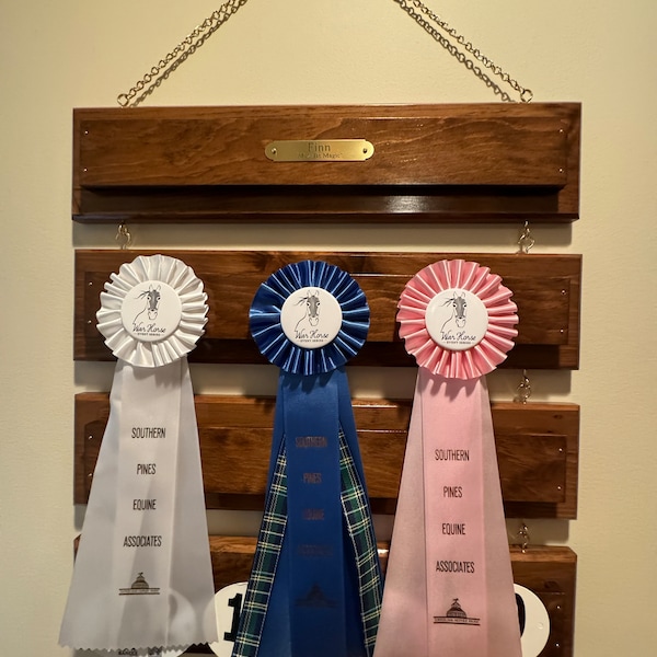 Win Ribbon Rack Wood Award Ribbon Rack With Custom Nameplate - Etsy