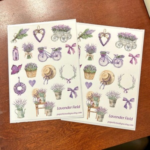 Lila Lavendel Sticker Set – Florale Aufkleber Für Journal, Planer & Scrapbooking (2 Bögen)