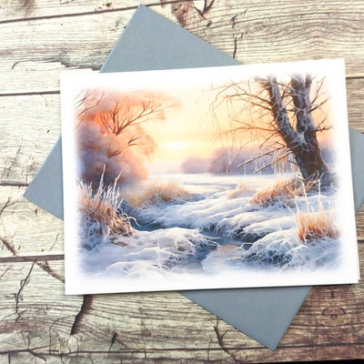 Watercolor Winter Clipart, Winter Landscape, Card Making, Digital ...