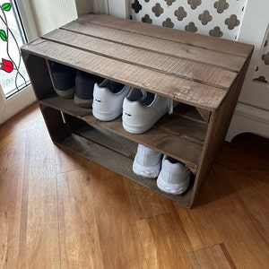 Shoe Rack EXTRA DEPTH Wooden, Rustic, Handmade, Vintage Style, Shoe Rack,  Apple Crate, Shoe Storage Solution 