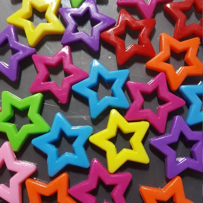 Colorful Star Beads 27mm Big Outline Star Chunky Acrylic or Resin Beads ...