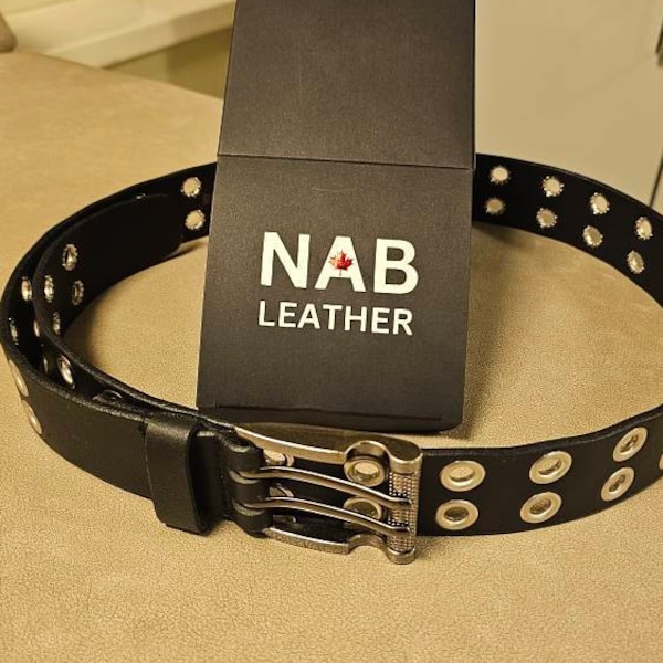 Red Leather Grommet Belt