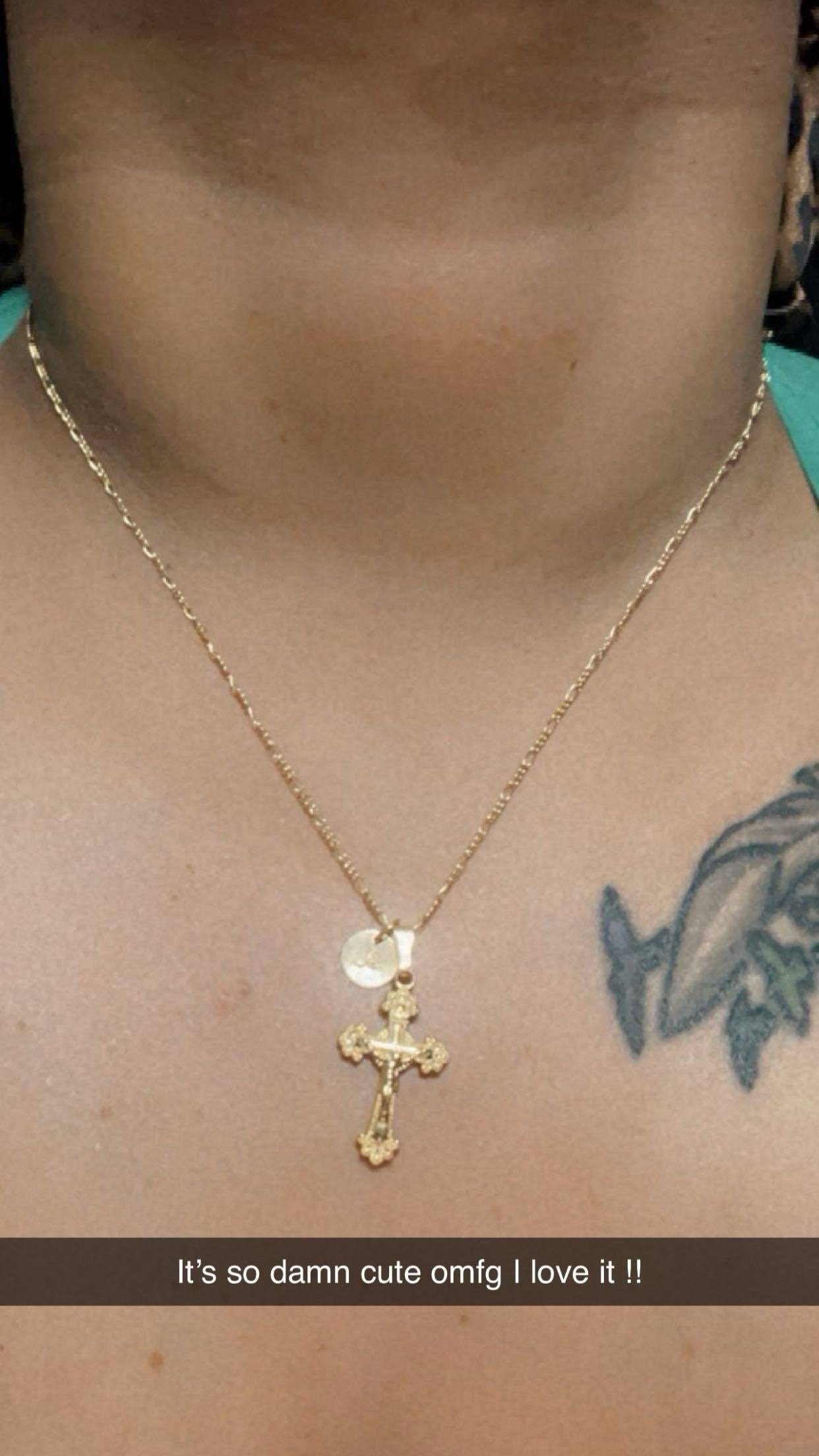 Gold Cross Necklace, Personalized Initial, Hand Stamp Disc, Religious Pendant, Gold Filled Cross Necklace, Birthday Gift, Christmas Gift