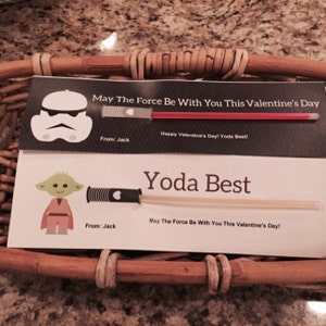 Personalized Star Wars Lightsaber Printable Valentine - Etsy