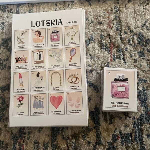 Bridal Shower Loteria Game | Spanish & English | 50 Boards, 54 Card ...