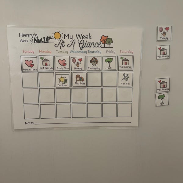 Weekly Kids Calendar, Printable Visual Schedule, Perpetual Calendar ...