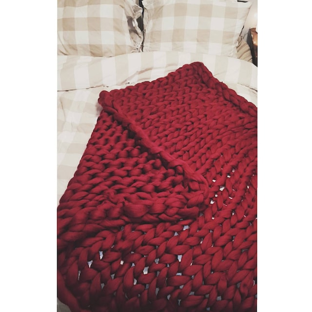 Monfince DIY Super Big Soft Chunky Wool Yarn Wool Roving Crocheting Yarn  Wine Red 
