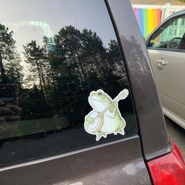 Bluegrass Vinyl Sticker - Banjo Frog Bumper Sticker - Waterproof Water ...