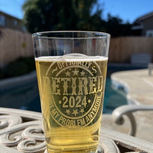Happy Retirement - Custom Pint Glass Engraved Beer Glass - Personalized Retirement Gifts for Him, Gifts for Her