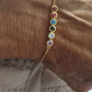 14K Gold Round Birthstone Bracelets, Custom Made Family Birthstone Jewelry, Personalized Silver Gemstone Bracelet, Best Gifts For Mothers