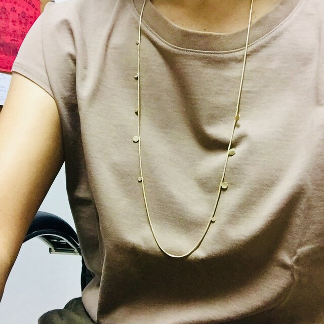 Long Gold Necklace, Layered Necklace, Gold Dot Necklace