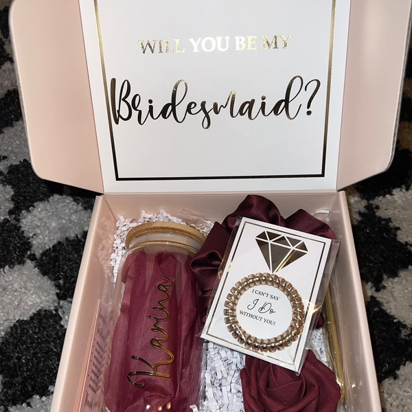 Gold Will You Be My Bridesmaid Proposal Box Set, Personalized ...