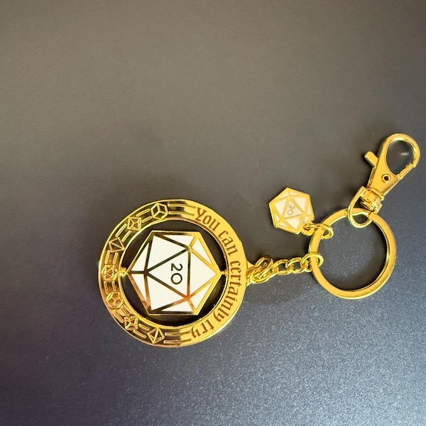 Tries Keychain You Can Certainly Try Spinner Keychain | DM Gift | GM | Dnd Gift | Dice ...