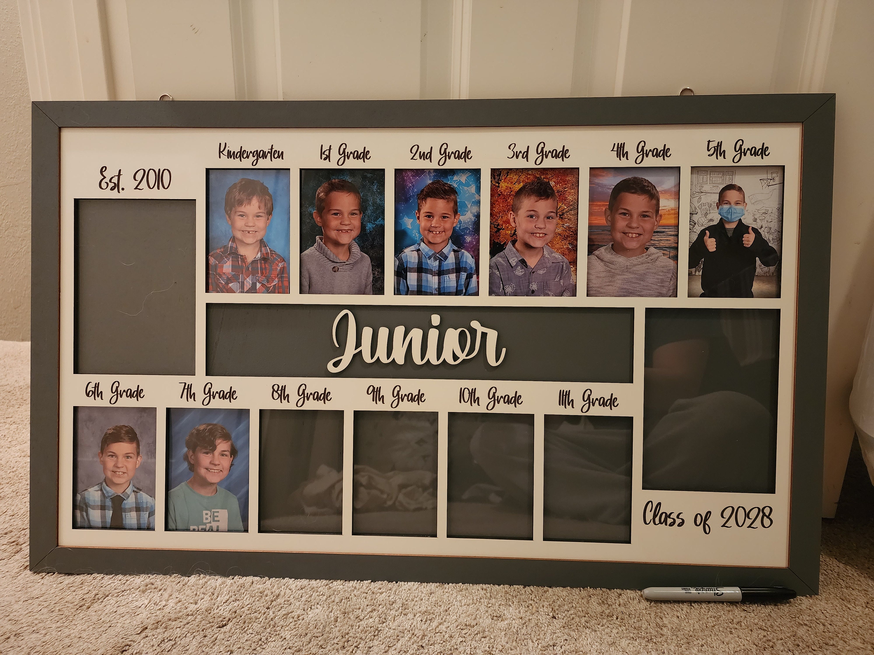 3D K12 School Years Picture Frame Custom Personalized Photo Display