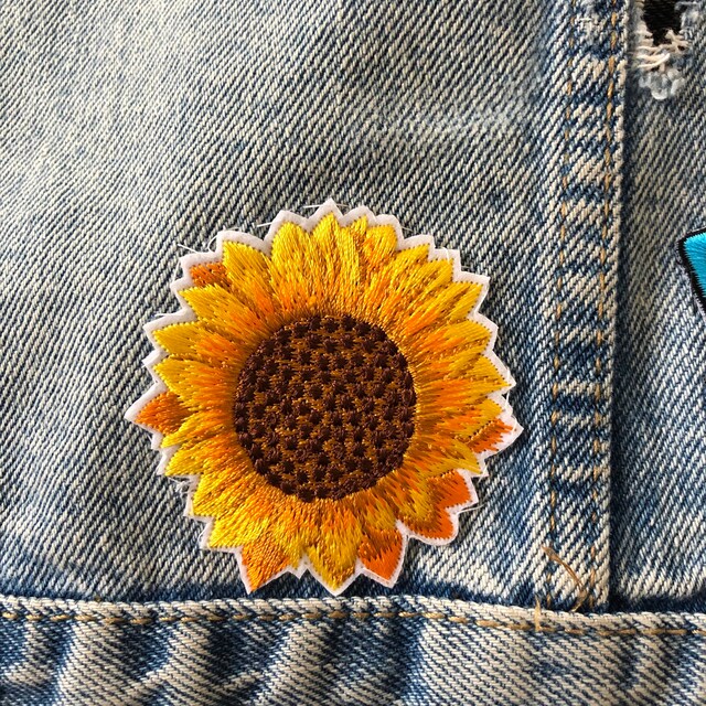 20 Toppe Termoadesive Girasole - Ricamo Applique Per Jeans, Giacca, Zaino - Fai Da Te