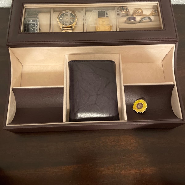 Leather Catchall, Mens Dresser Organizer, Personalized Valet Tray ...