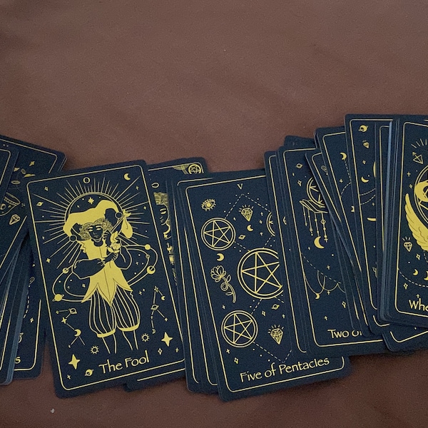 Black Tarot Deck With Downloadable Guide Book - 78 Tarot Cards - Black ...