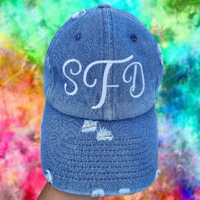 Distressed Baseball Cap Custom Embroidery Monogram  display picture 2