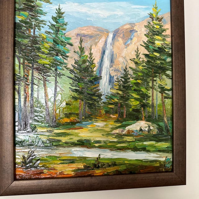絵画 Mountain Waterfall Knife Mountain Waterfall - Paintings - Paint with Phizz