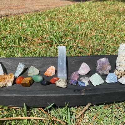 22 Pcs Crystal Kit Box Raw Crystal, Gemstones, Sage, Cluster Kit ...