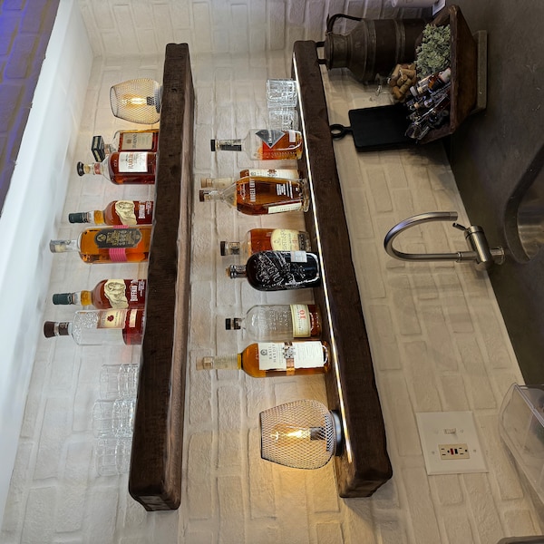 Rustic Floating Wood Shelf With Wifi LED Lights - 3 Inch Thick - Etsy