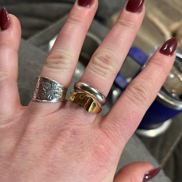 14K Gold Old English Initial Ring, Personalized Letter Ring