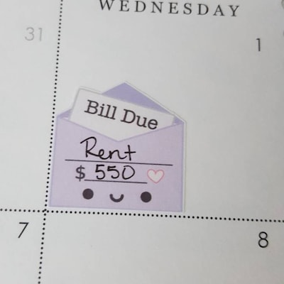 Happy or Sad Bill Due Write-in Tracker Reminder Cute Kawaii Planner ...