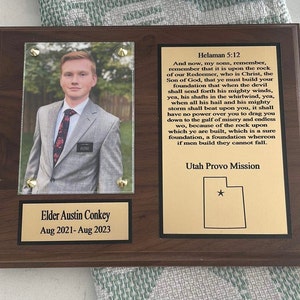 LDS Missionary Plaque 7x9 Cherry Wood Gold With Black Writing - Etsy