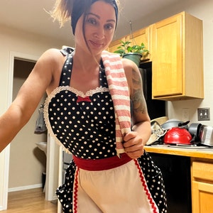 Polka Dot Apron RETRO APRON Lucy Apron Retro Apron Red Black Polka
