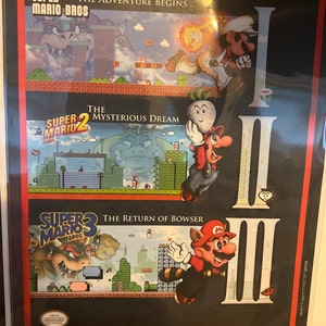 Mario 1 2 & 3 - Poster Etsy