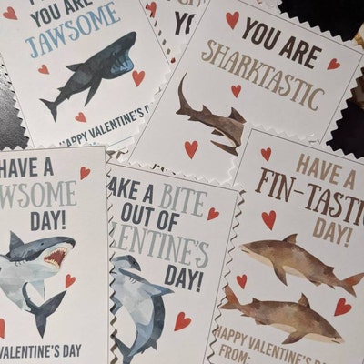 Shark Valentine DIY Editable Print Cards for Kids DIGITAL Sharks ...
