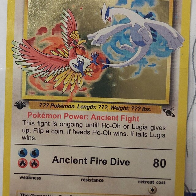 LAGE PRIJS Ho-Oh & Lugia Holo aangepaste Pokemon-kaart. Geweldig