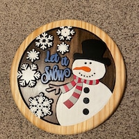 Let It Snow Door Hanger Laser Cut File, Snowman Door Round SVG, Laser ...