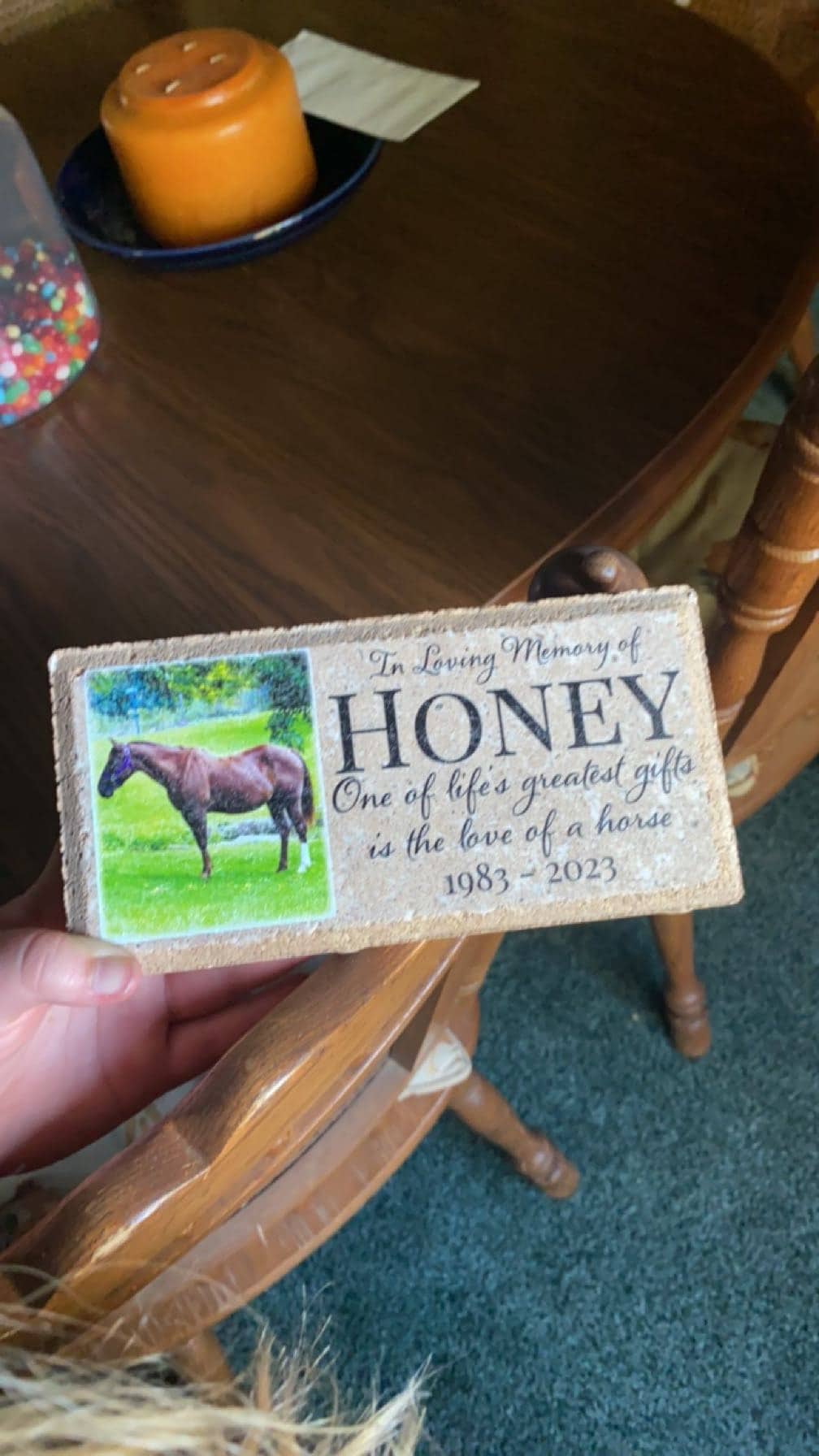 Personalized Horse Pony Memorial Stone. 8x4 Stone Brick. Burial Marker. Indoor/Outdoor Horse Memorial. Custom Horse Sympathy Gift.