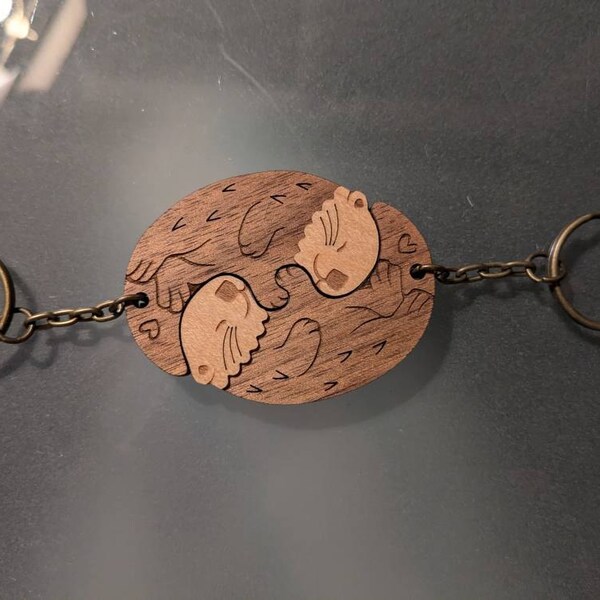 Feathered Raptor Dinosaur Couple Keychains Friendship or Relationship ...