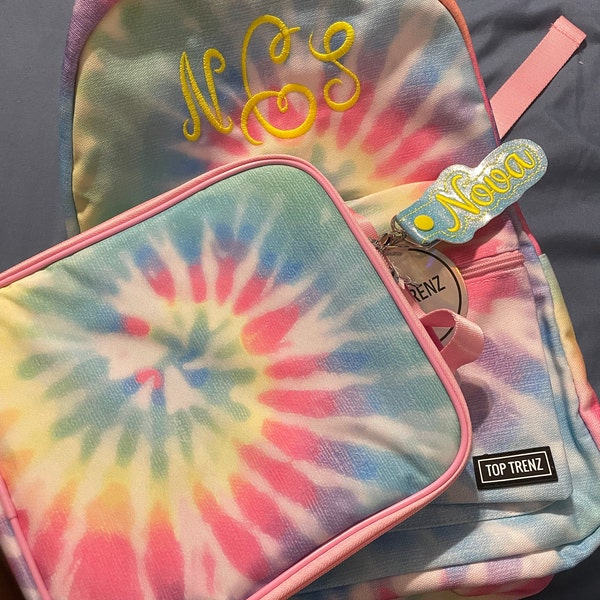 Personalized Tie Dye Backpack Lunchbox Set, Monogram Tie Dye Backpack ...