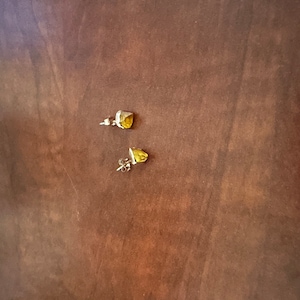 Customer photo from Diana M, Dainty Raw Citrine Stud Earrings
