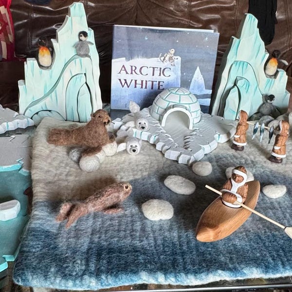 Handmade Wooden Penguin Toy Set | Montessori Ice Cliffs - Etsy