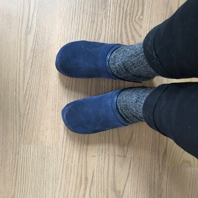 Suede Leather Clogs Blue - Etsy